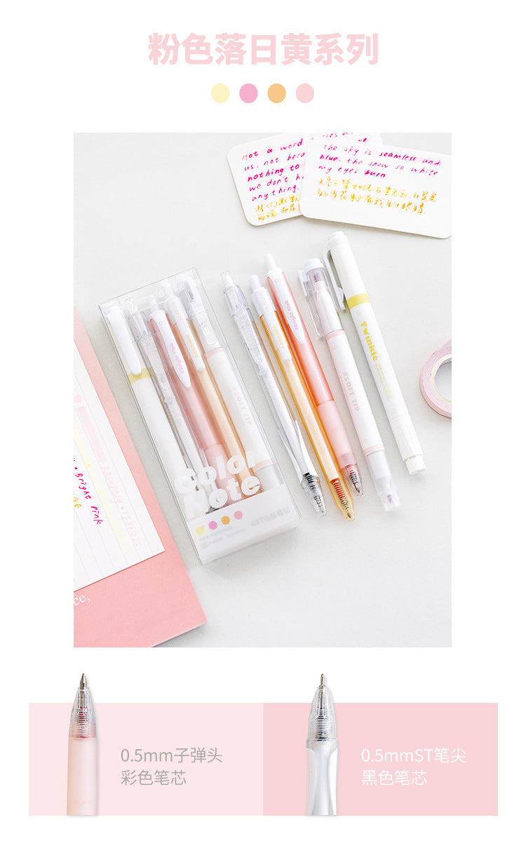 Rosyposy Color Note Pen Set - Korean Minimalist Style Stationery Kit