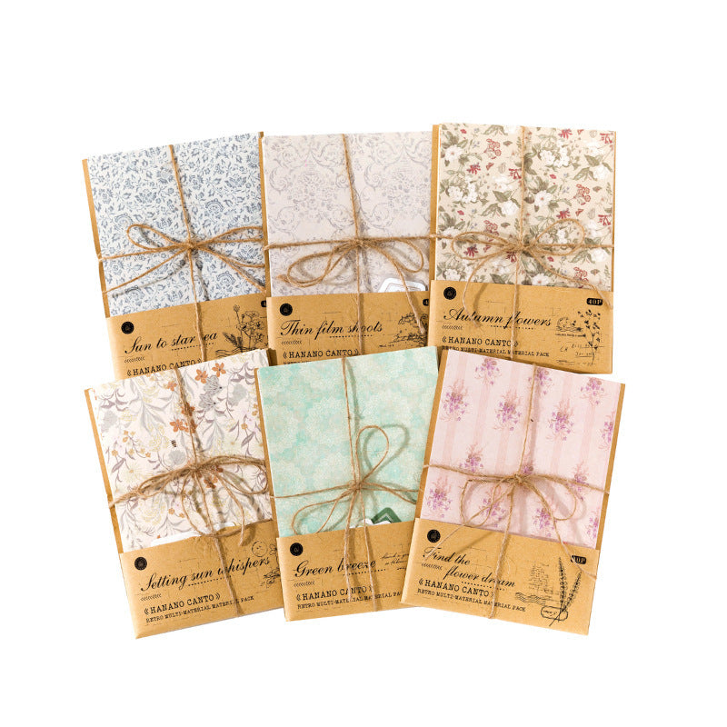 Hanano Canto Series - Vintage Mixed-Material DIY Stationery Pack (6 Styles）