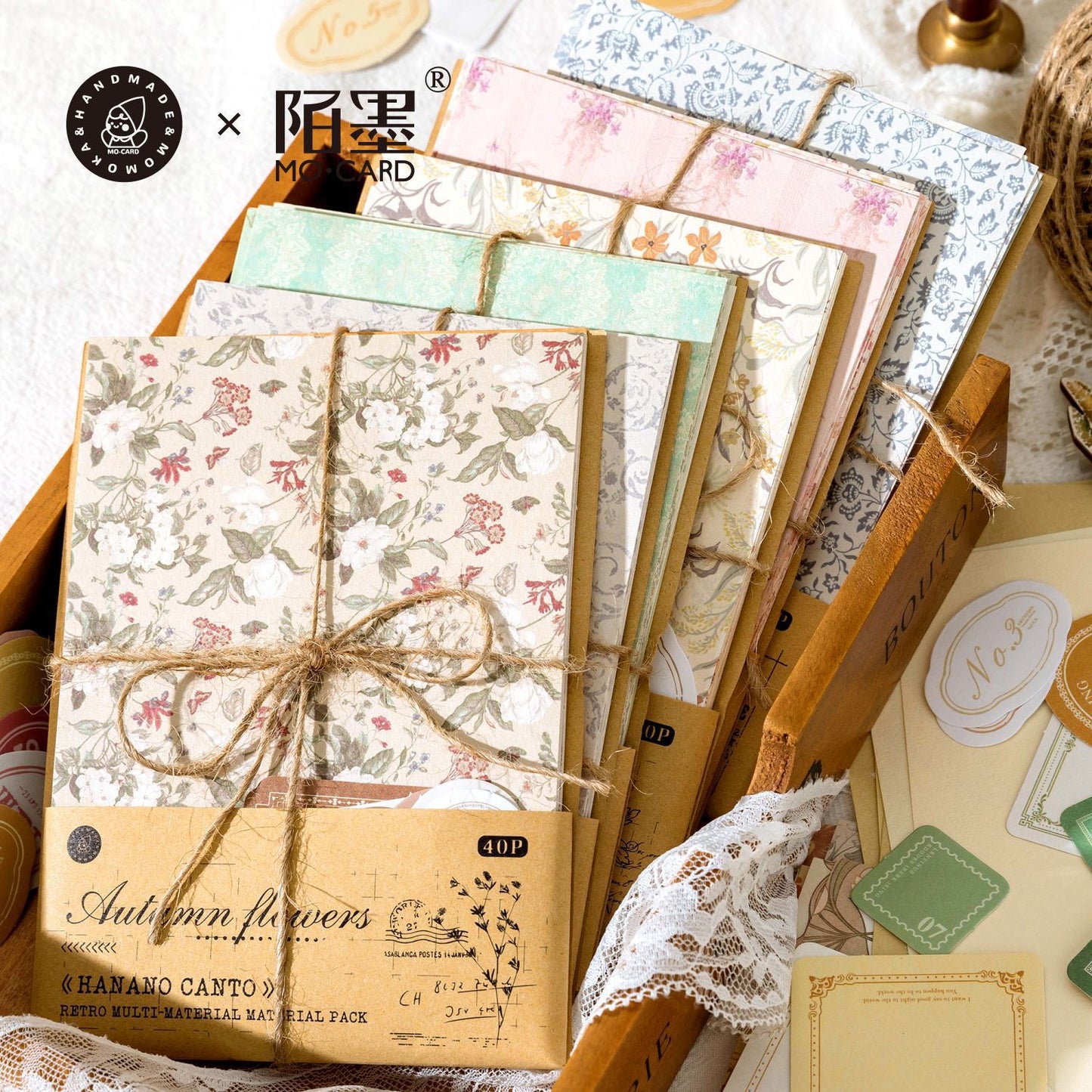 Hanano Canto Series - Vintage Mixed-Material DIY Stationery Pack (6 Styles）