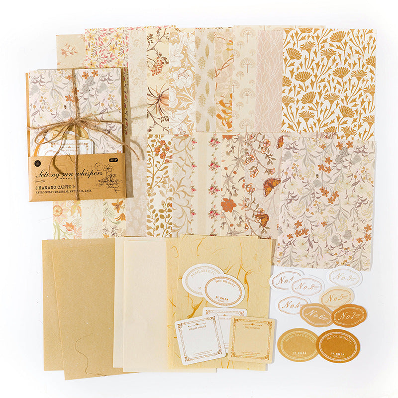 Hanano Canto Series - Vintage Mixed-Material DIY Stationery Pack (6 Styles）