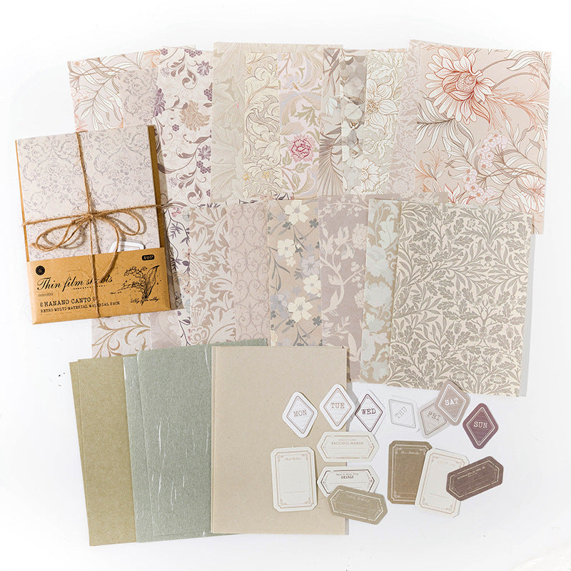 Hanano Canto Series - Vintage Mixed-Material DIY Stationery Pack (6 Styles）