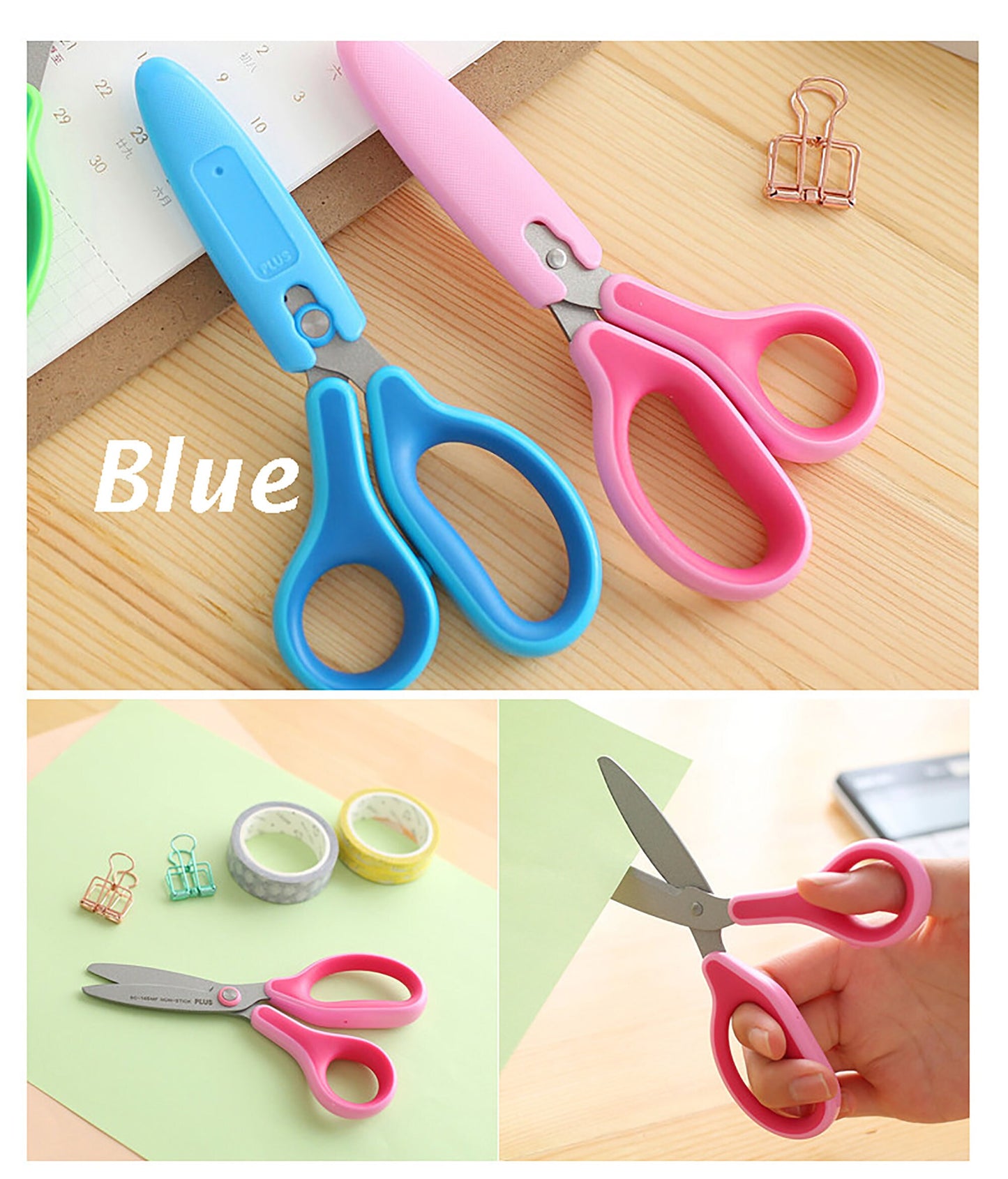 Japan PLUS children's safety scissors |elementary school students, kindergarten hand-cut