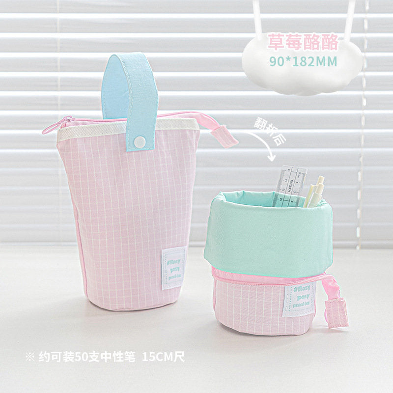 Green blue & pink pencil bag| Pen Pencil case| standable|Macaron color| Korean and Japanese style kawaii pencil case